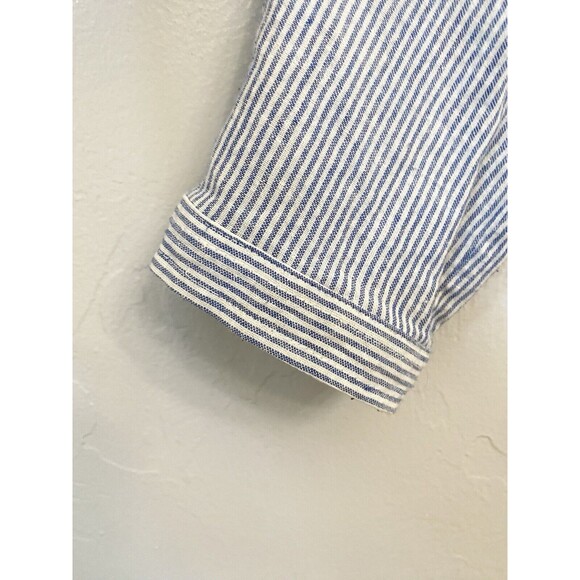 Umgee Blue Striped Tunic with Cream Lace Hem - Picture 13 of 13